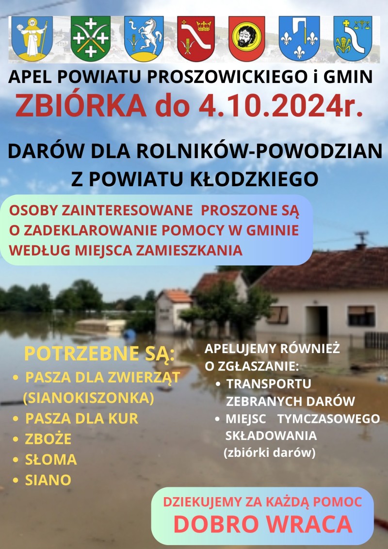 Zbiórka darów dla rolników-powodzian z powiatu kłodzkiego